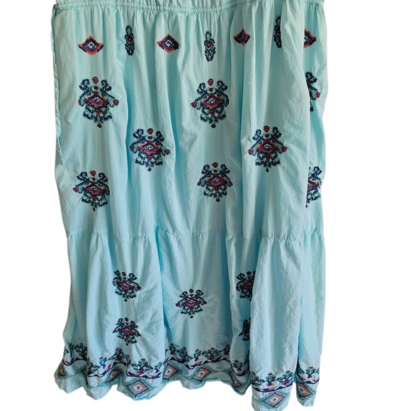 Sundance Blue Embroidered Boho Maxi Dress Sleeveless Summer Casual Plus XXL - Picture 13 of 14